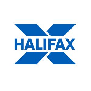 halifaxlogo Blue Halifax logo with stylized, overlapping letters forming the word "Halifax.