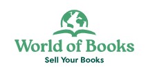 World of books logo Logo of "World of Books" featuring a stylized book and globe with the text "Sell Your Books" below.